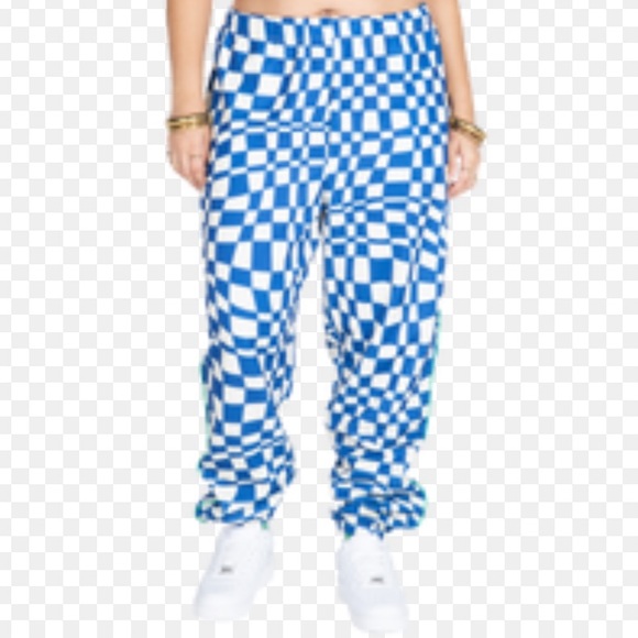 Melody Ehsani Warp Baggy Women’s Track Pants 2X XXL blue white checkered warped - Picture 2 of 16